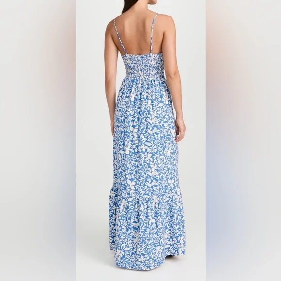 Z Supply Blue and White Floral Cutout Maxi Dress - Picture 4 of 8